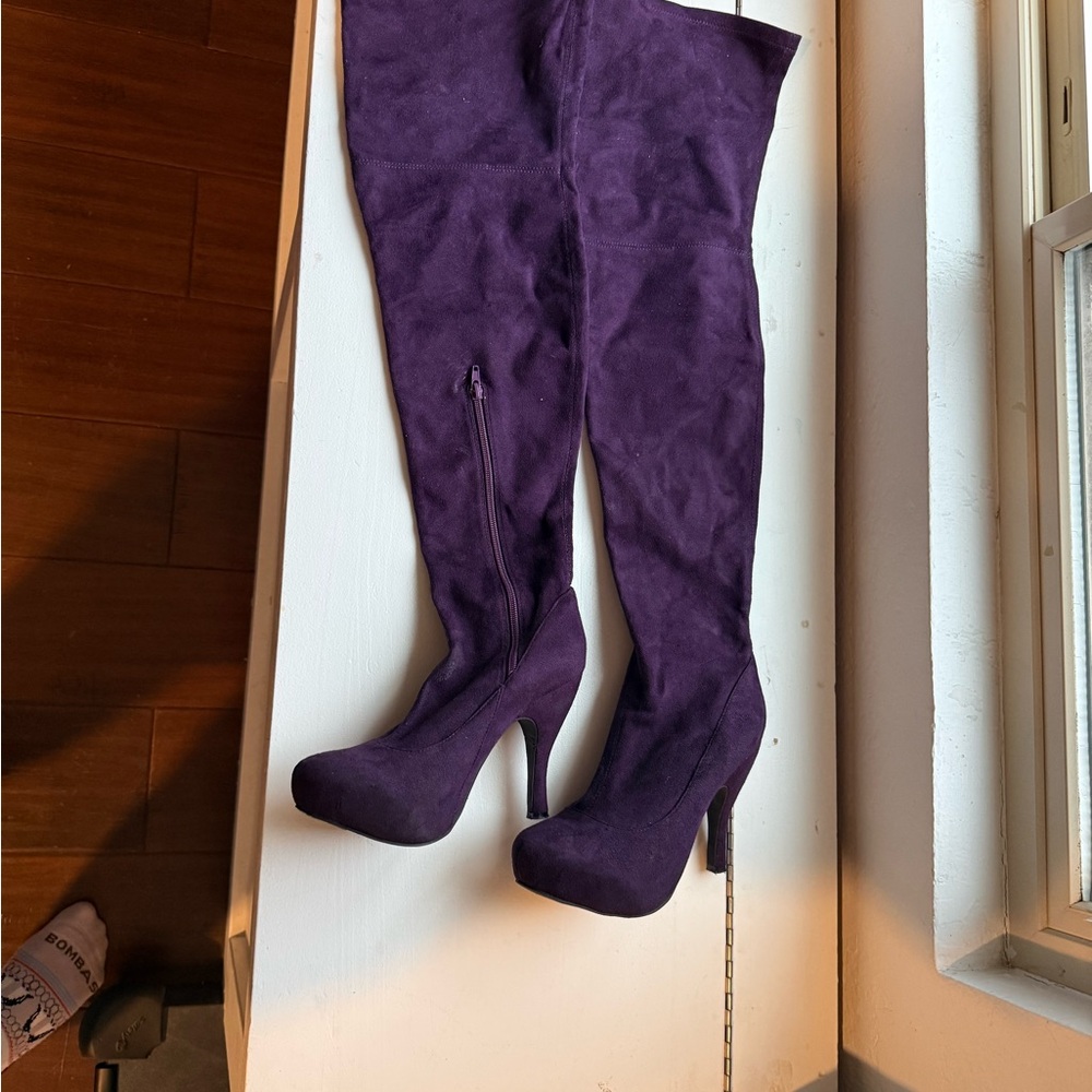 Jeffery Campbell Handmade sole Sz 9 Purple Suede Over-the-Knee Boots